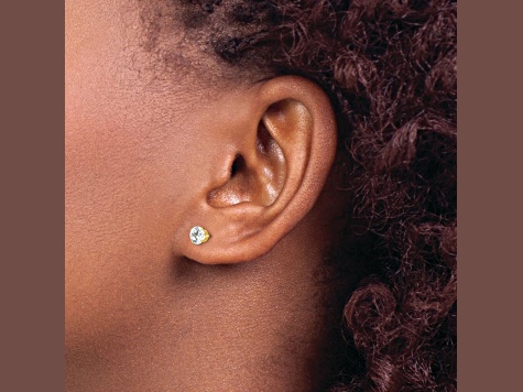 14K Yellow Gold 5mm Cubic Zirconia Post Earrings