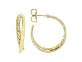 Judith Ripka 14k Gold Clad Textured Double Hoop Earrings