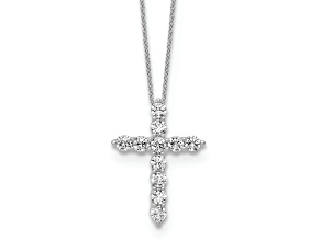 10K White Gold Lab Grown Diamond VS/SI GH, Cross Chain SIide Pendant with chain Necklace