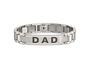 Picture of Stainless Steel Brushed and Polished Lasered DAD 8.75-inch Bracelet
