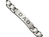 Stainless Steel Brushed and Polished Lasered DAD 8.75-inch Bracelet