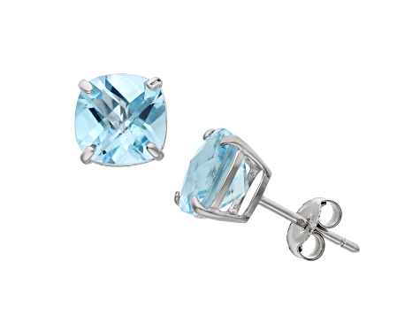 Sky Blue Topaz Sterling Silver Stud Earrings 4.00ctw