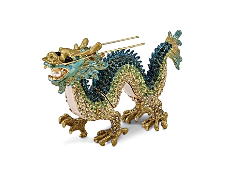 Bejeweled CHI Chinese Dragon Necklace with Trinket Box