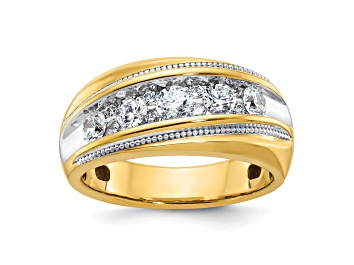 Picture of 10K Two-tone Yellow Gold with White Rhodium Men's Polished and Milgrain Diamond Ring 1.01ctw