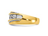 10K Two-tone Yellow Gold with White Rhodium Men's Polished and Milgrain Diamond Ring 1.01ctw