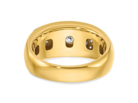 10K Two-tone Yellow Gold with White Rhodium Men's Polished and Milgrain Diamond Ring 1.01ctw