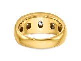 10K Two-tone Yellow Gold with White Rhodium Men's Polished and Milgrain Diamond Ring 1.01ctw