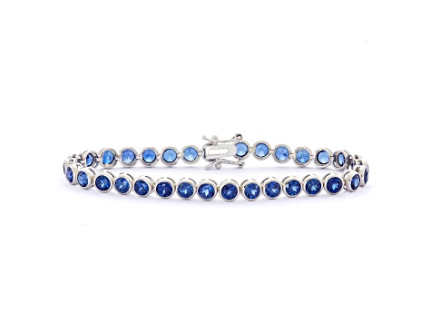 Lab Created Blue Sapphire Sterling Silver Tennis Bracelet 9.18ctw