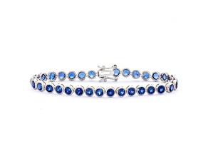 Lab Created Blue Sapphire Sterling Silver Tennis Bracelet 9.18ctw