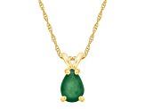 7x5mm Pear Shape Emerald 14k Yellow Gold Pendant With Chain