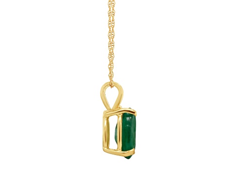 7x5mm Pear Shape Emerald 14k Yellow Gold Pendant With Chain