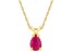 7x5mm Pear Shape Ruby 14k Yellow Gold Pendant With Chain