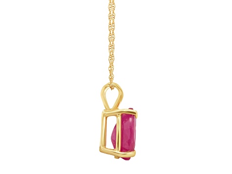 7x5mm Pear Shape Ruby 14k Yellow Gold Pendant With Chain