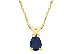 7x5mm Pear Shape Sapphire 14k Yellow Gold Pendant With Chain