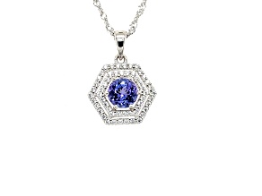 Pear Tanzanite and Cubic Zirconia Rhodium Over Sterling Silver Pendant with chain, 1.72ctw.