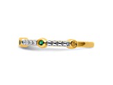 14K Yellow Gold Stackable Expressions Lab Created Emerald and Diamond Ring 0.16ctw