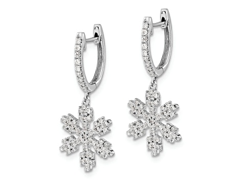 14K White Gold Diamond Snowflake Earrings