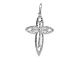 Rhodium Over 14K White Gold 1/4ct. Diamond Fancy Cross Pendant