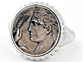 Judith Ripka Sterling Silver Verona Round Textured Coin Ring