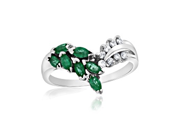Picture of 0.59ctw Emerald and Diamond Ring in 14k White Gold