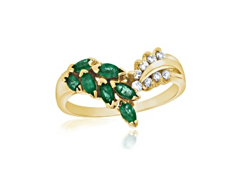 Picture of 0.59ctw Emerald and Diamond Ring in 14k Yellow Gold