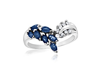 Picture of 0.59ctw Sapphire and Diamond Ring in 14k White Gold