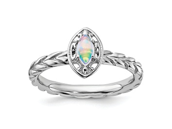Picture of Sterling Silver Stackable Expressions Lab Created Opal Ring