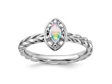 Sterling Silver Stackable Expressions Lab Created Opal Ring