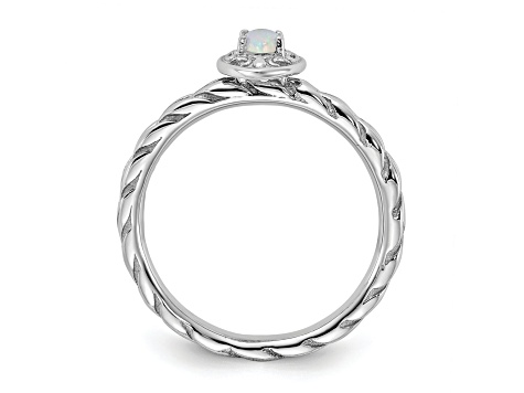 Sterling Silver Stackable Expressions Lab Created Opal Ring