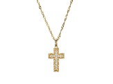 White Cubic Zirconia 18k Yellow Gold Over Sterling Silver Cross Pendant With Chain 0.25ctw