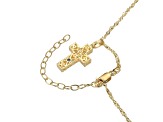 White Cubic Zirconia 18k Yellow Gold Over Sterling Silver Cross Pendant With Chain 0.25ctw