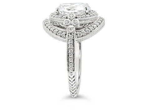 Judith Ripka 3.22ct Oval and 0.69ctw Round  Bella Luce Rhodium Over Sterling Silver Ring