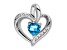 Rhodium Over 14k White Gold Blue Topaz and Diamond Heart Pendant