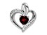 Rhodium Over 14k White Gold Garnet and Diamond Heart Pendant