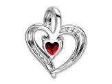 Rhodium Over 14k White Gold Garnet and Diamond Heart Pendant
