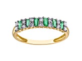 10K Yellow Gold Baguette Emerald and Diamond Ring .39ctw