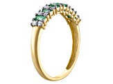 10K Yellow Gold Baguette Emerald and Diamond Ring .39ctw