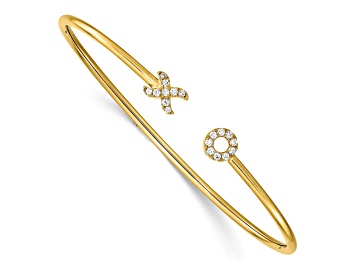 Picture of 14K Yellow Gold Lab Grown Diamond X and O Cuff Bangle