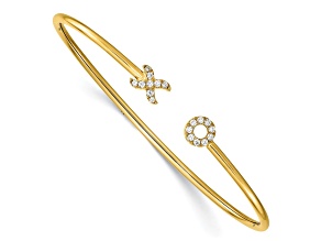 14K Yellow Gold Lab Grown Diamond X and O Cuff Bangle