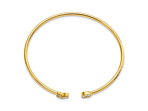 14K Yellow Gold Lab Grown Diamond X and O Cuff Bangle