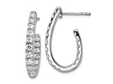Rhodium Over 14K White Gold Lab Grown Diamond SI1/SI2, G H I, In and Out J-Hoop Earrings