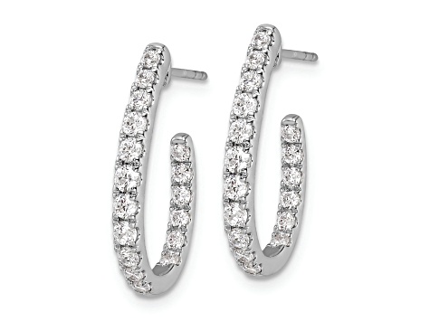 Rhodium Over 14K White Gold Lab Grown Diamond SI1/SI2, G H I, In and Out J-Hoop Earrings