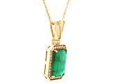 4.95 Ctw Emerald and 0.36 Ctw White Diamond Pendant in 14K YG