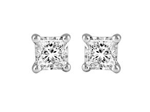 Princess Cut Diamond 14K White Gold Earrings I Color I1 Clarity, 0.30ctw