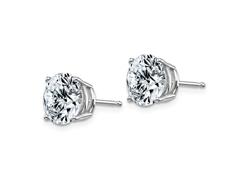 Rhodium Over 14K White Gold 4ct. 8.0mm Round J-K Color Moissanite Earrings