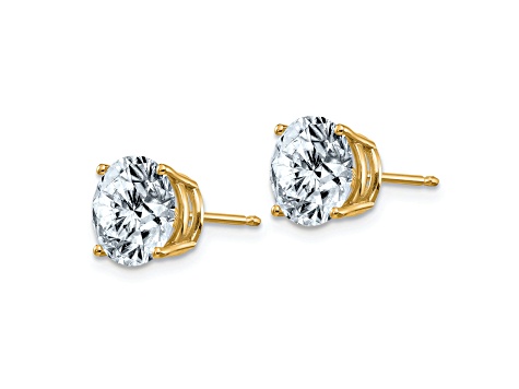 14K Yellow Gold 4ct. 8.0mm Round J-K Color Moissanite Earrings