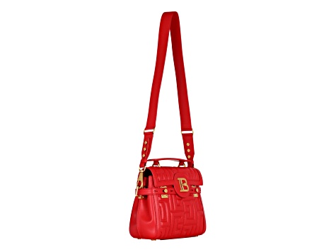 Balmain B-Buzz 23 Red Tote Crossbody Shoulder Bag Quilted