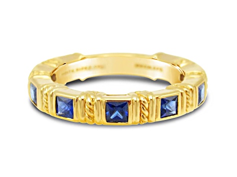 Judith Ripka Lab Sapphire 14K Gold Clad Band Ring 1.05ctw