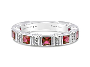 Judith Ripka Lab Created Ruby Rhodium Over Sterling Silver Band Ring 0.98ctw