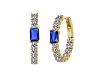 Blue Cubic Zirconia, 14k Gold Plated over Brass Inside-Out